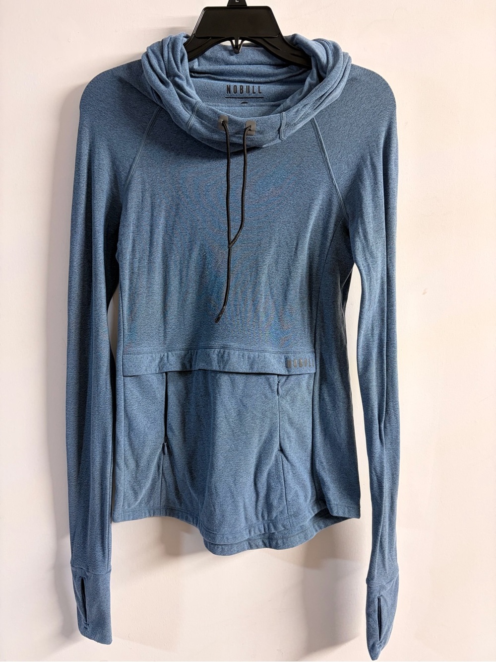 NOBULL Dusty Blue Cowl Neck Pullover with Front Pocket